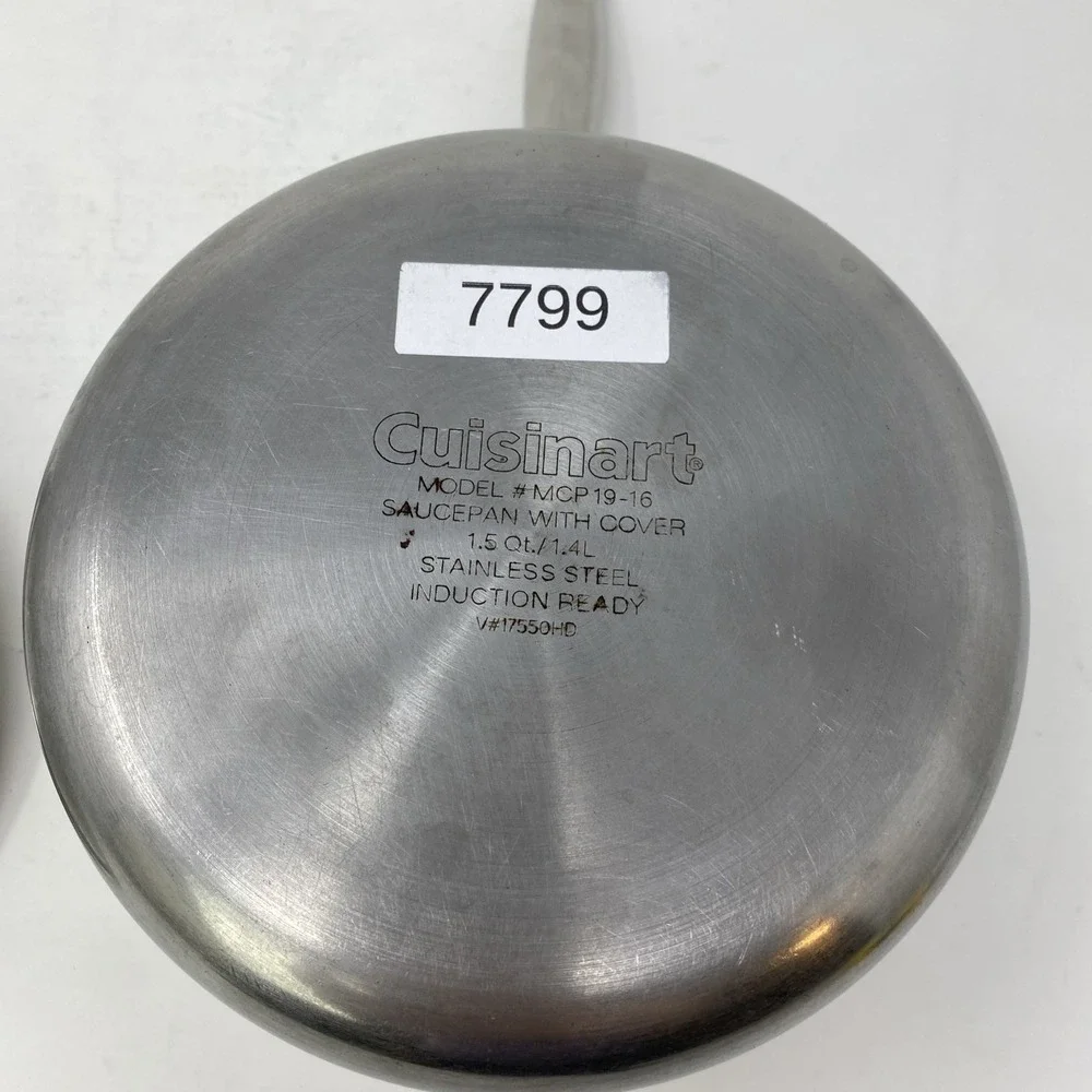 Cuisinart Saucepan + Lid Cover MCP19-16 Stainless Steel 1.5 Qt Induction‎ Ready